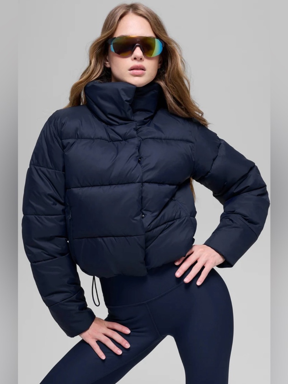 Alo Yoga NWT Gold Rush Puffer Jacket Navy Blue Size M